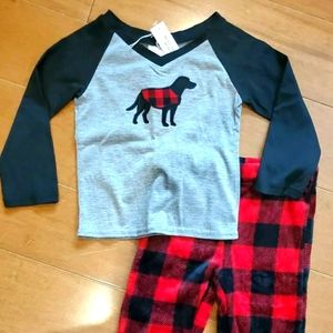 Holiday Buffalo Plaid Pjs Pajama Pants & Top 2T